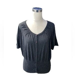 Kaisely Black Button Up Tapered Hem Crop Sweater